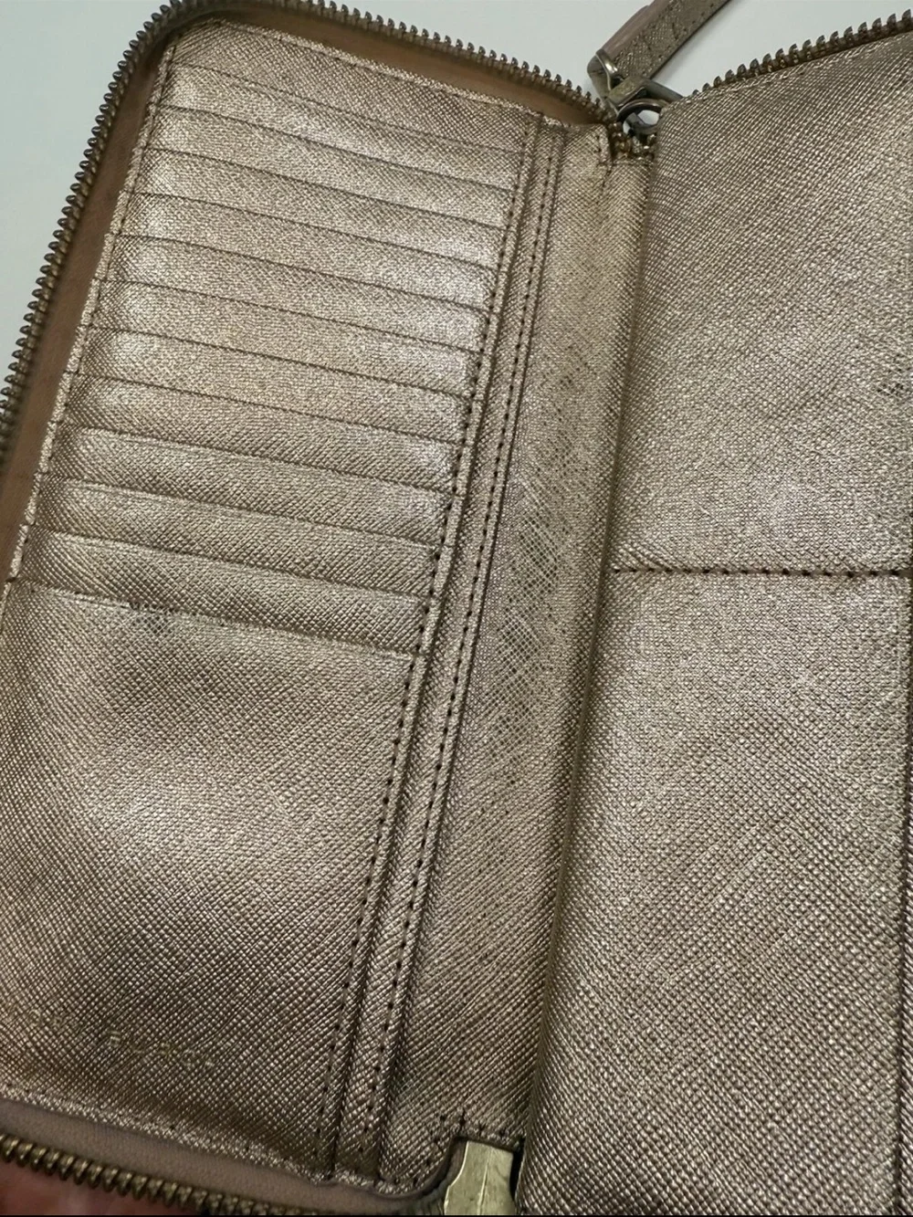 Tory Burch Leather Wristlet Wallet, Gold Metallic